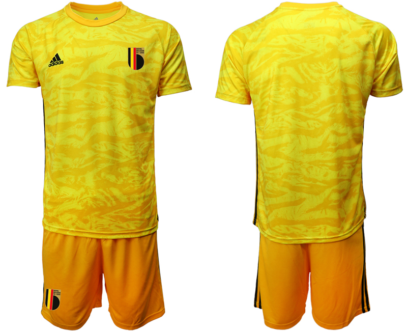 Men 2021 European Cup Belgium yellow goalkeeper Soccer Jersey